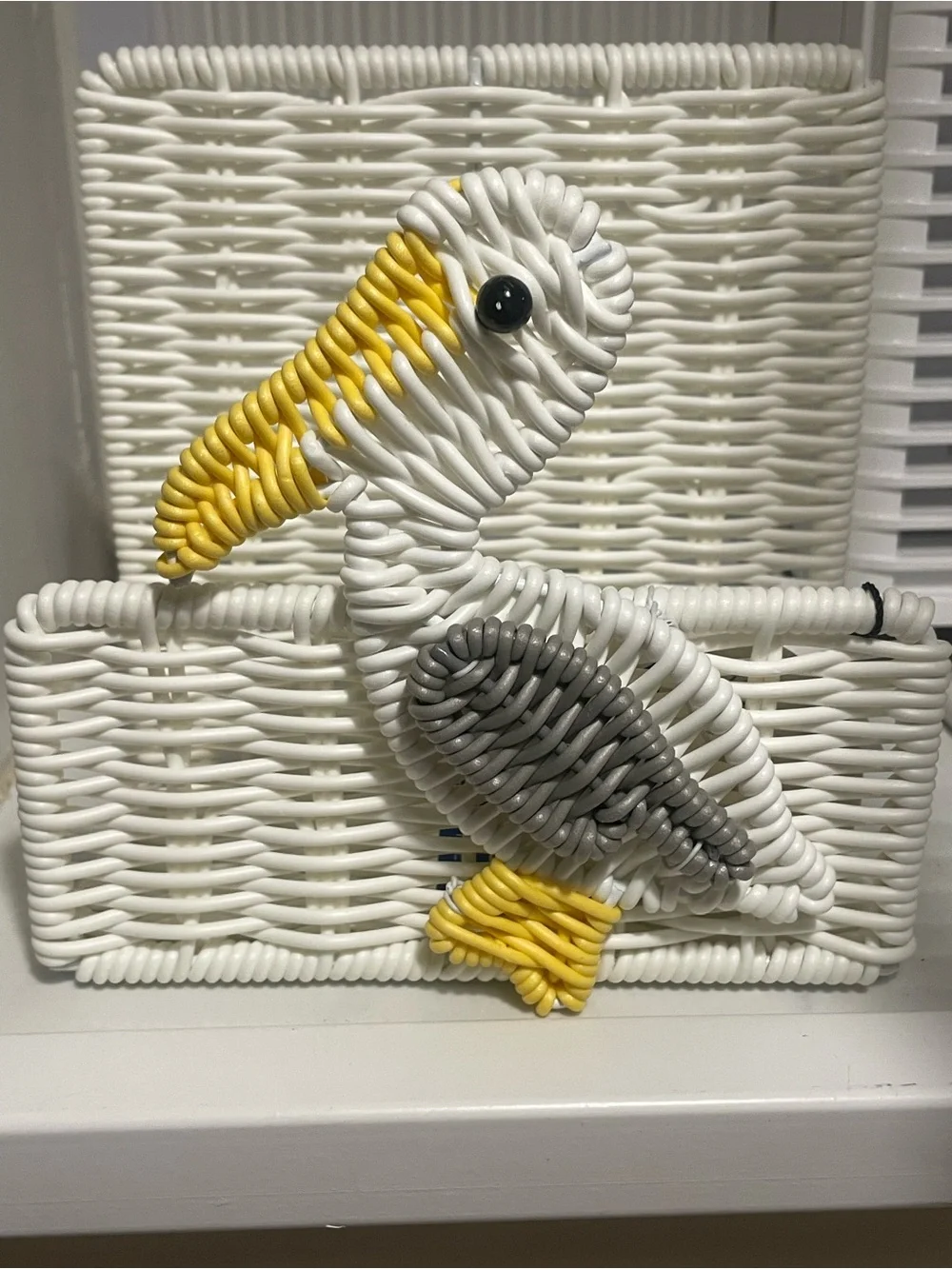 Pelican Wicker Style Napkin Holder | Coastal Beach House Kitchen Decor | NWT
